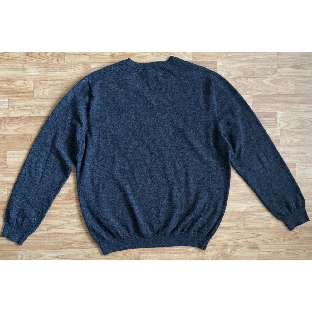 Banana Republic Merino Wool Sweater Mens XL V Neck Lightweight Pullover Gray